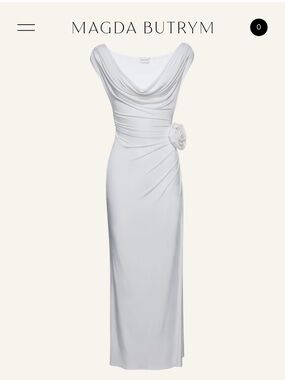 MAGDA BUTRYM Draped Floral-Appliqué Jersey Maxi Dress in White